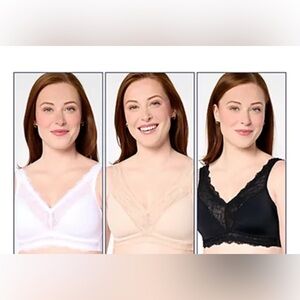 BREEZIES SOFT SUPPORT LACE WIRELESS UNLINED BRA BUNDLE OF 3 NEW